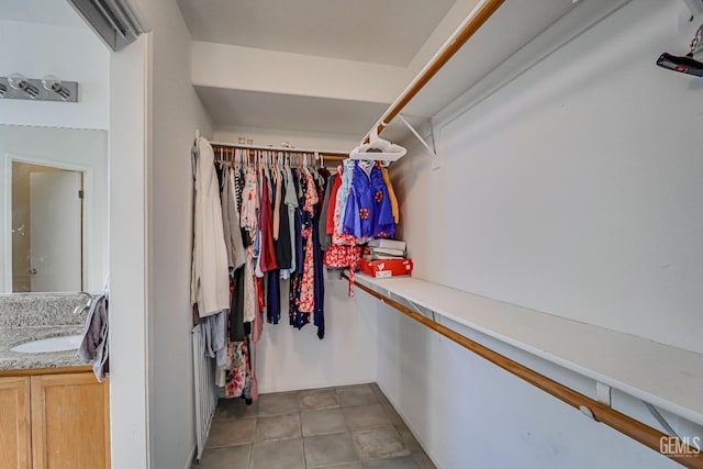 walk in closet featuring sink