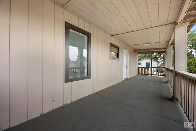 view of patio featuring a porch
