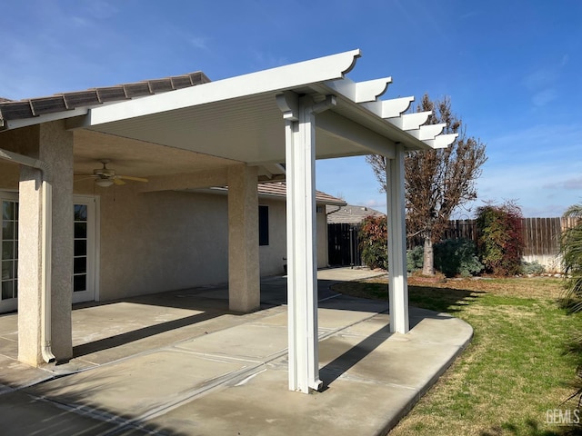 view of patio / terrace featuring ceiling fan