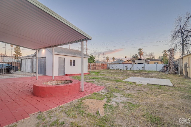 view of yard featuring a patio area and a fenced backyard