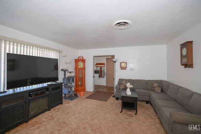 living room with light carpet