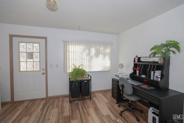 office space featuring hardwood / wood-style flooring