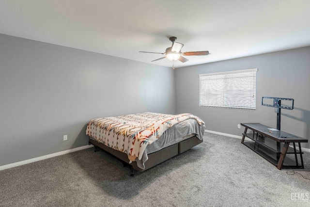 bedroom with carpet floors and ceiling fan