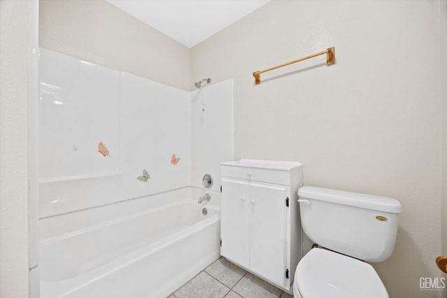 bathroom featuring  shower combination, tile patterned flooring, and toilet