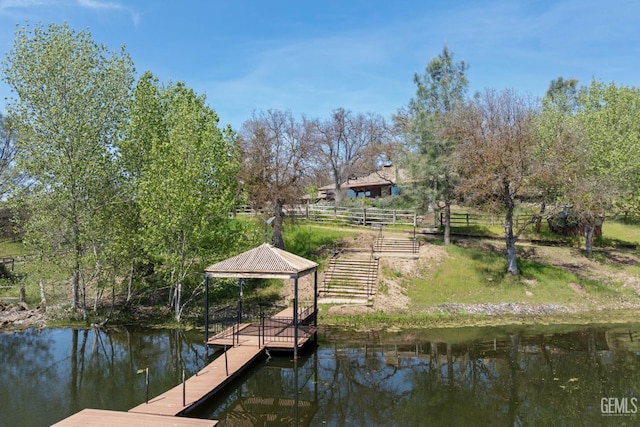 4227 Poso Flat Rd, Bakersfield, CA 93308 - view of dock with a gazebo and a water view