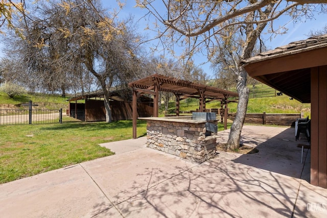 4227 Poso Flat Rd, Bakersfield, CA 93308 - view of patio with fence and a pergola