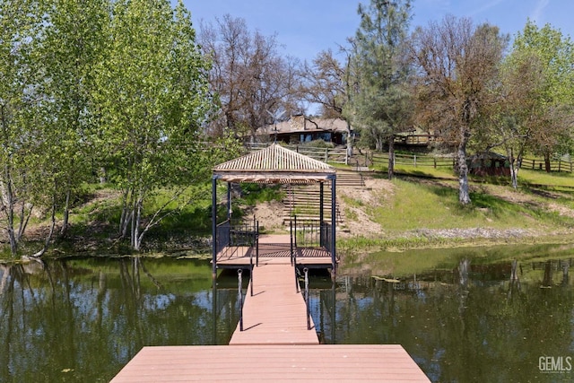 4227 Poso Flat Rd, Bakersfield, CA 93308 - dock area featuring a water view and a gazebo