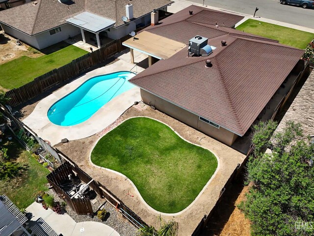 3717 Basin Ave, Bakersfield, CA 93309 - view from above of property featuring a pool area