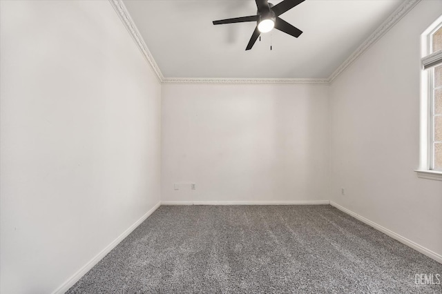 11808 Wethersfield St, Bakersfield, CA 93312 - empty room with ceiling fan, carpet flooring, and ornamental molding
