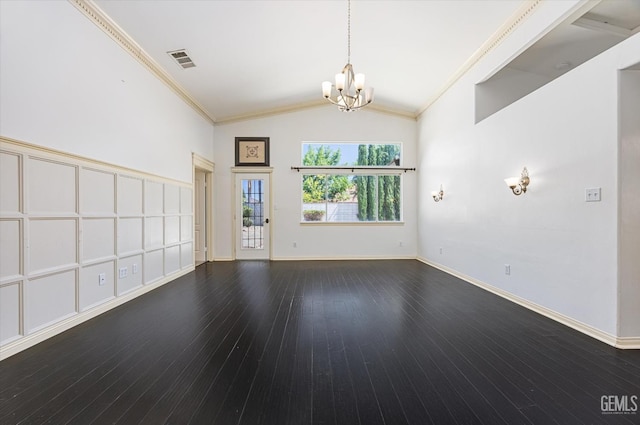 11808 Wethersfield St, Bakersfield, CA 93312 - empty room with a chandelier, high vaulted ceiling, and wood finished floors