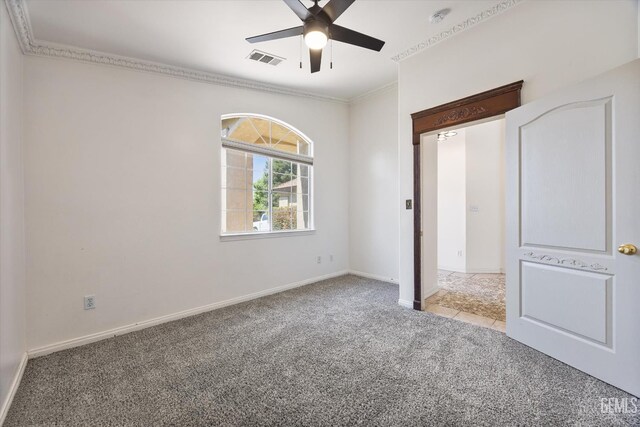 11808 Wethersfield St, Bakersfield, CA 93312 - unfurnished bedroom featuring carpet, crown molding, and ceiling fan