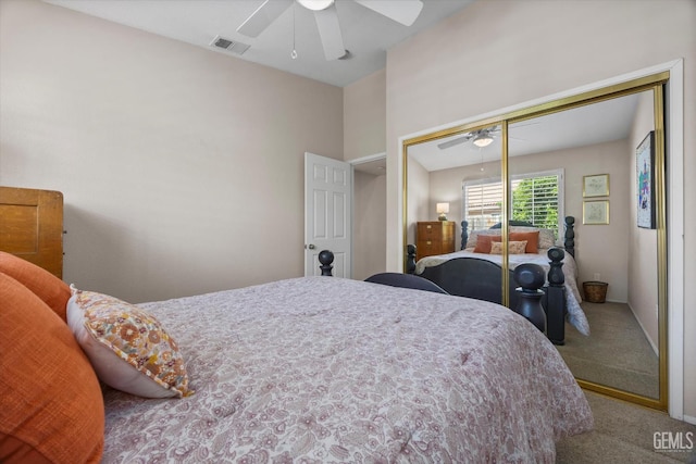 9000 Willamette Ct, Bakersfield, CA 93312 - carpeted bedroom featuring a closet and ceiling fan