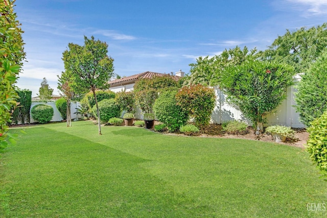view of yard featuring a fenced backyard