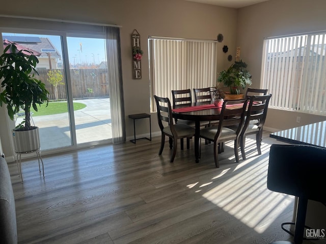 dining area featuring wood-type flooring