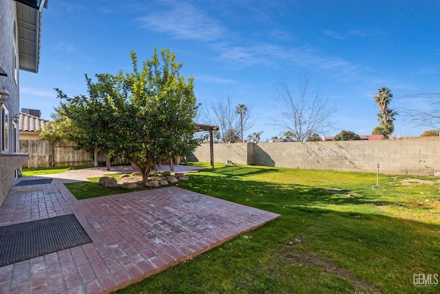 view of yard with a patio area