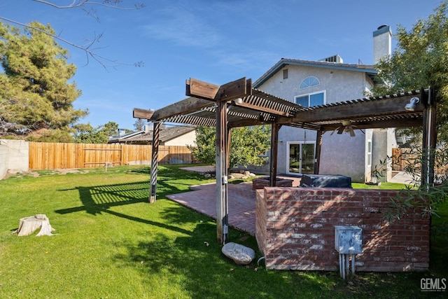 view of yard featuring a patio area and a pergola