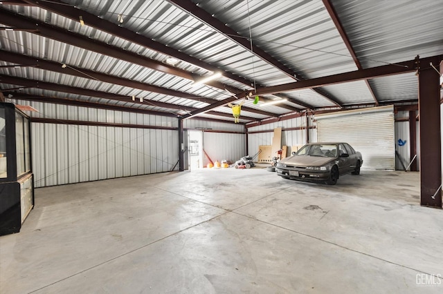 garage featuring metal wall