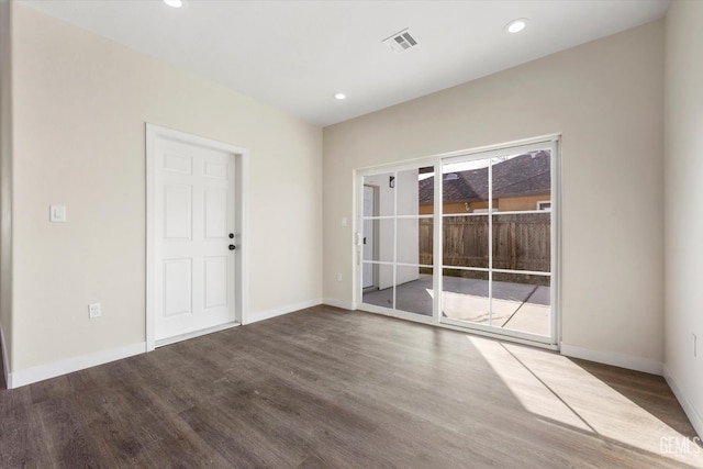 3409 Lotus Ln, Bakersfield, CA 93307 - unfurnished room with wood finished floors and recessed lighting