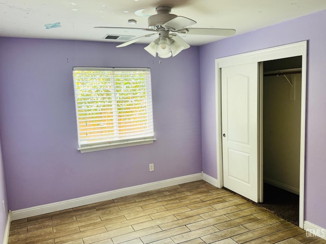 3614 White Sands Dr, Bakersfield, CA 93313 - unfurnished bedroom with light wood finished floors, baseboards, a closet, and ceiling fan