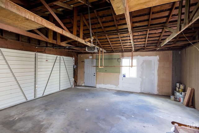 garage with a garage door opener