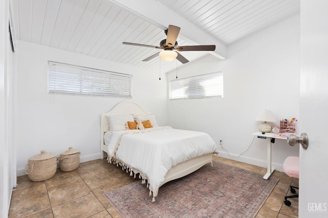 909 Oberlin Ct, Bakersfield, CA 93305 - bedroom featuring beam ceiling, ceiling fan, and tile patterned flooring