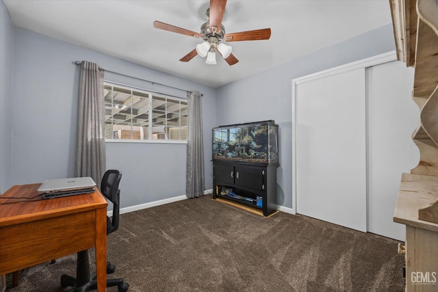 4418 Kevin Dr, Bakersfield, CA 93308 - carpeted office space featuring ceiling fan and baseboards