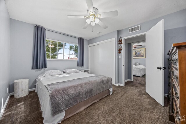 4418 Kevin Dr, Bakersfield, CA 93308 - carpeted bedroom with a closet and ceiling fan