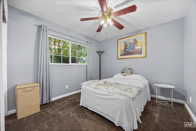 4418 Kevin Dr, Bakersfield, CA 93308 - bedroom with dark colored carpet and a ceiling fan