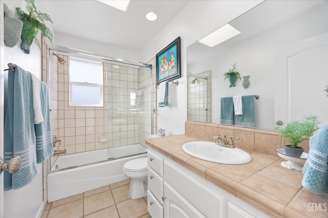 48 16th St, Cayucos, CA 93430 - bathroom featuring vanity, tile patterned floors, shower / bath combination with glass door, and recessed lighting