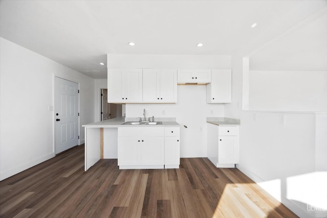 kitchen featuring sink, dark hardwood / wood-style floors, and white cabinets