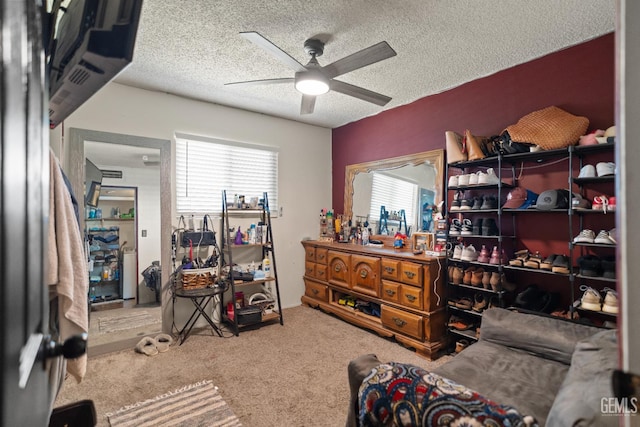 262 Olson Ave, Shafter, CA 93263 - carpeted office with ceiling fan and a textured ceiling