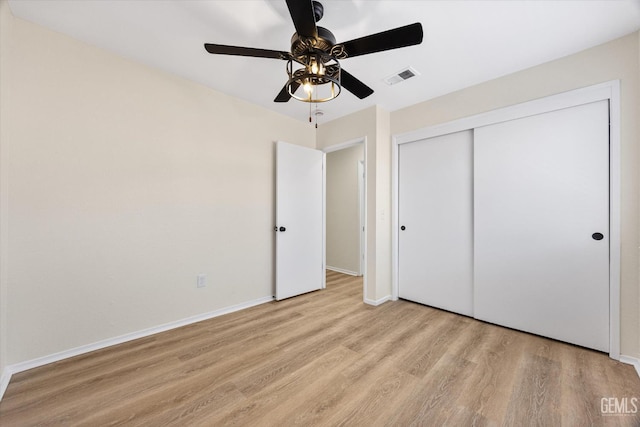 6209 Ambergrove St, Bakersfield, CA 93313 - unfurnished bedroom featuring light wood-style floors, a closet, and ceiling fan