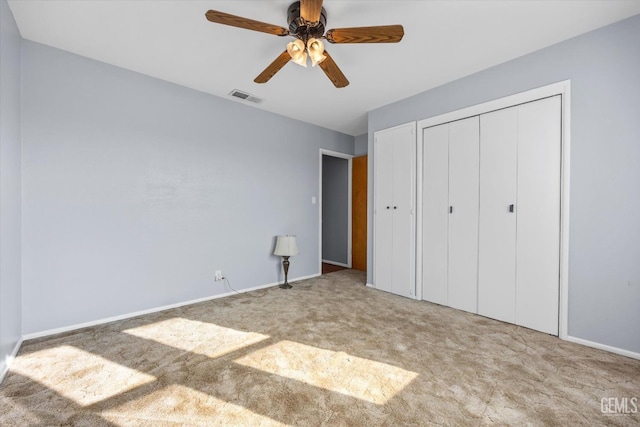 13754 Rosedale Hwy, Bakersfield, CA 93314 - unfurnished bedroom with ceiling fan, a closet, and carpet