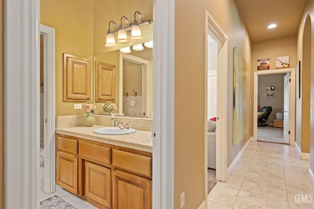 2801 Trengate Way, Bakersfield, CA 93311 - bathroom with vanity and marble finish flooring