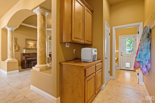 2801 Trengate Way, Bakersfield, CA 93311 - corridor with decorative columns and light tile patterned floors