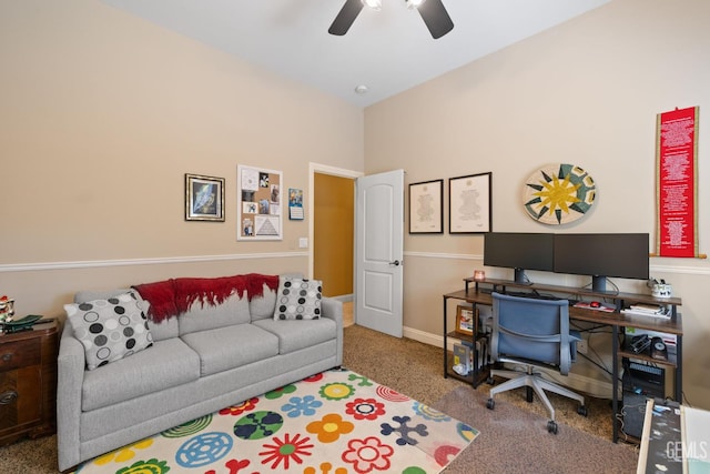 2801 Trengate Way, Bakersfield, CA 93311 - office space featuring a ceiling fan, carpet floors, and high vaulted ceiling