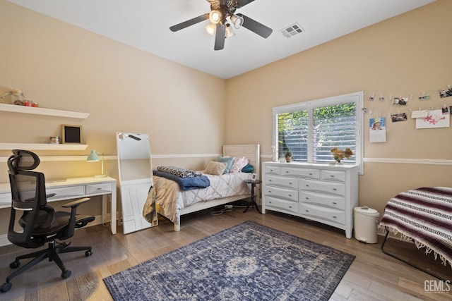 2801 Trengate Way, Bakersfield, CA 93311 - bedroom featuring wood finished floors, a desk, and a ceiling fan