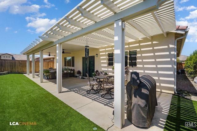 3312 Whispering Brook Ln, Shafter, CA 93263 - view of patio with ceiling fan and a pergola