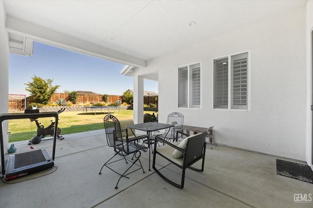 view of patio / terrace with a trampoline