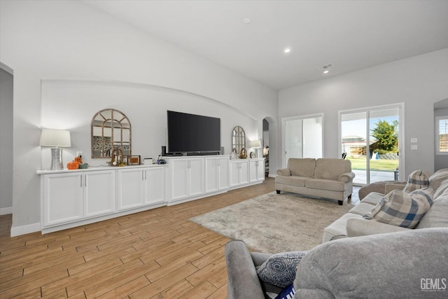 living room featuring light hardwood / wood-style flooring