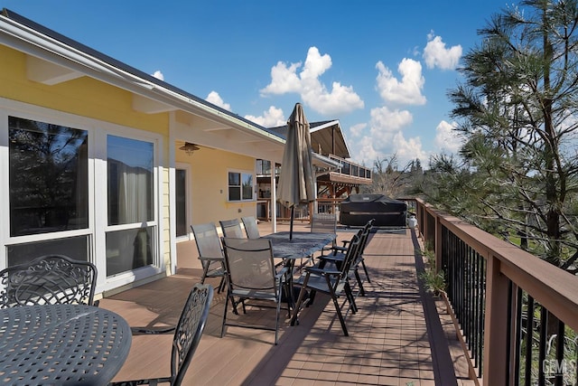 wooden terrace with grilling area