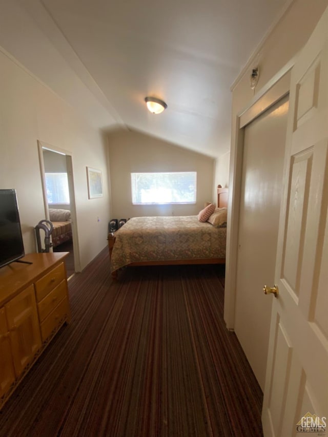 44212 Old Stage Rd, Posey, CA 93260 - bedroom with vaulted ceiling and dark carpet