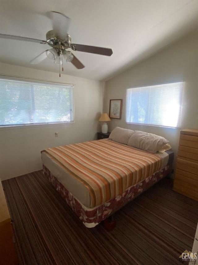 44212 Old Stage Rd, Posey, CA 93260 - bedroom with vaulted ceiling and a ceiling fan