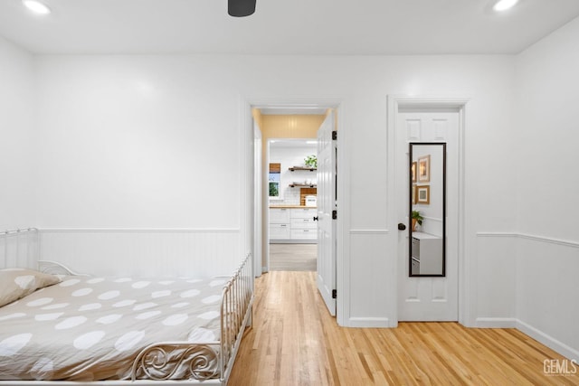 unfurnished bedroom featuring recessed lighting and light wood-style floors