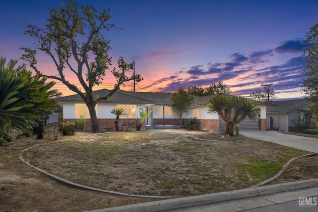 view of single story home