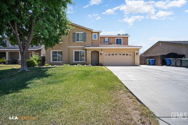 10815 Lewelling St, Bakersfield, CA 93312 - view of front of home featuring stucco siding, concrete driveway, a garage, and a tiled roof