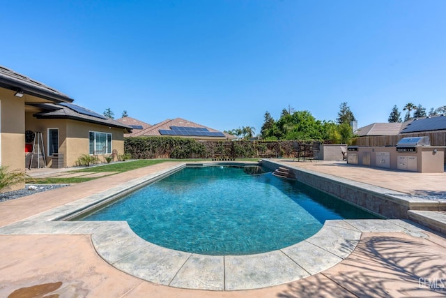 1904 Cricket Park Ct, Bakersfield, CA 93311 - view of swimming pool featuring area for grilling, a fenced backyard, and a patio area