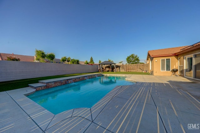 4716 Ambrister Dr, Bakersfield, CA 93313 - view of pool featuring a fenced backyard, a gazebo, a patio, and a fenced in pool