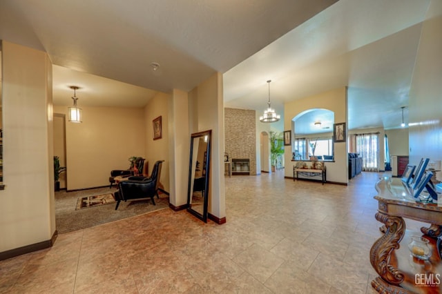 4716 Ambrister Dr, Bakersfield, CA 93313 - interior space with a chandelier and baseboards