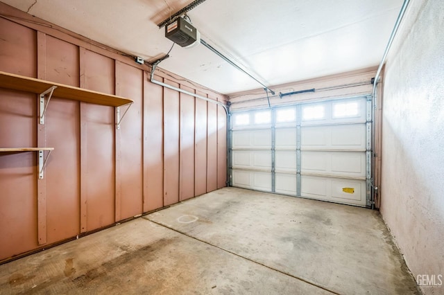 garage with a garage door opener